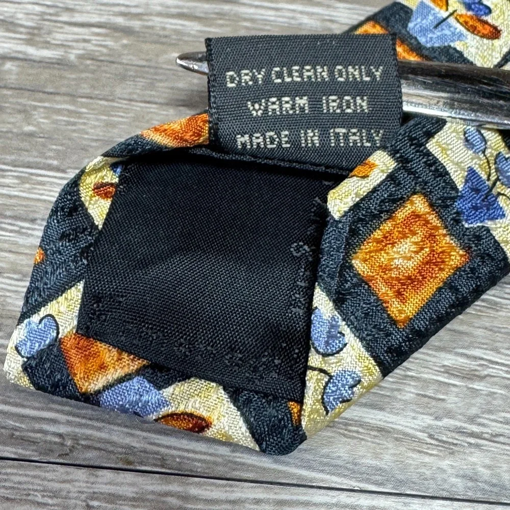 Ermenegildo Zegna Neck Tie Handmade Luxury 100% Silk Floral‎ Retro Mid-Century